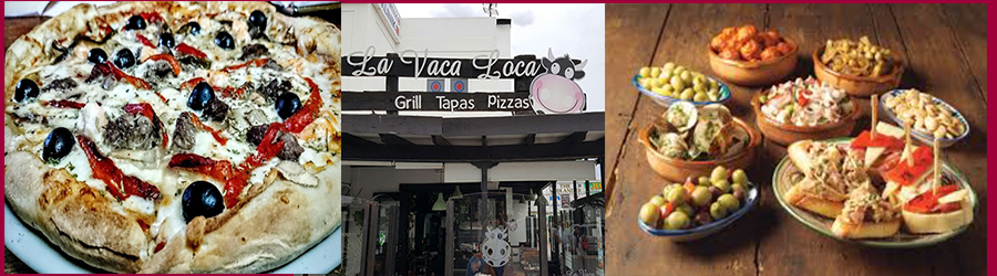 Pizza Grill Tapas Spanush Restaurant La Vaca Loca Takeaway Costa Teguise, Lanzarote, food Delivery Lanzarote