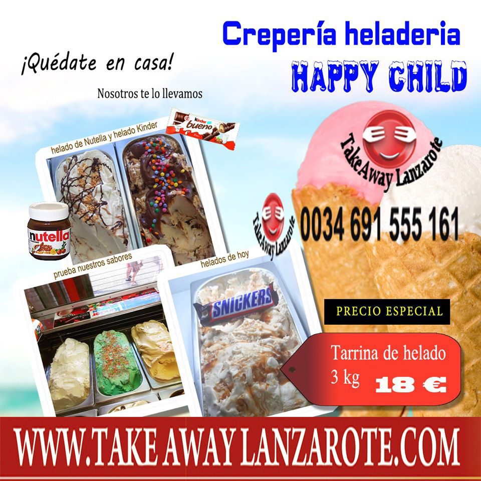 Ice Cream Shop Happy Child Playa Blanca Takeaway Lanzarote - Best Ice Cream Playa Blanca - Best Pancakes Playa Blanca - Takeaway Lanzarote Group
